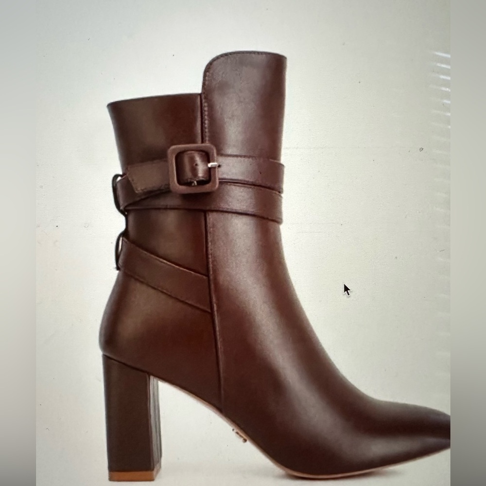 Rag & Co Brown Leather Cobra Bootie Blocked Heel Women’s Size 10